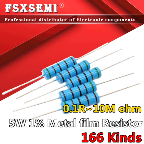 10 unids/lote 5W 1% de resistencia de película metálica resistencia 0.1R ~ 10M 1K 1,2 1,3, 3,3 10 22 33 120 360 18 390 470 82 R K ohm 10K 100K 1M ► Foto 1/4