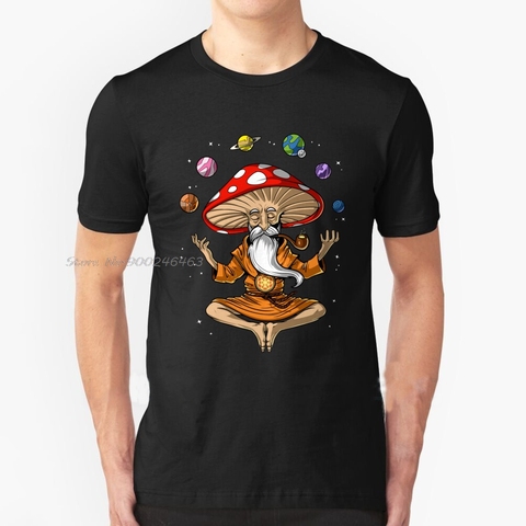 Camiseta con estampado de Buda y hongos mágicos para hombre, ropa negra divertida, camisetas Hippie Shrooms, camiseta de setas mágicas psicodélicas ► Foto 1/3