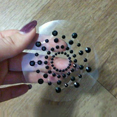 Pegatinas para pezón de lencería, 1 par de cuentas redondas sexys, autoadhesivas transparentes, pezones, sujetadores, pétalos de pecho con diamantes de imitación ► Foto 1/6