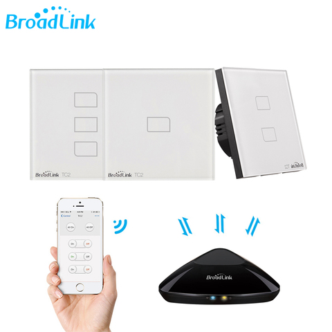 Broadlink-interruptor de luz estándar de la UE, Panel táctil blanco de diseño moderno, Wifi, Control inteligente inalámbrico a través de RM4 Pro/RM pro ► Foto 1/5