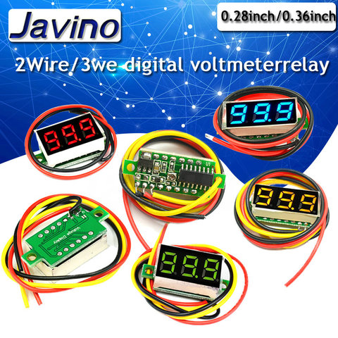 Voltímetro digital de 0,36 pulgadas, medidor de 2 cables de 0 a 30V / 3 cables de CC 0V-0,28 V, pantalla de cantidad eléctrica de precisión variable ► Foto 1/6