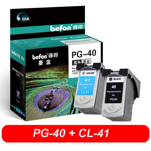 Befon PG40 CL41 Re-manufacturados, cartucho de tinta PG 40 41 Compatible para iP1600 iP1200 iP1900 MP140 MP150 MX300 MX310 MP160 ► Foto 1/6