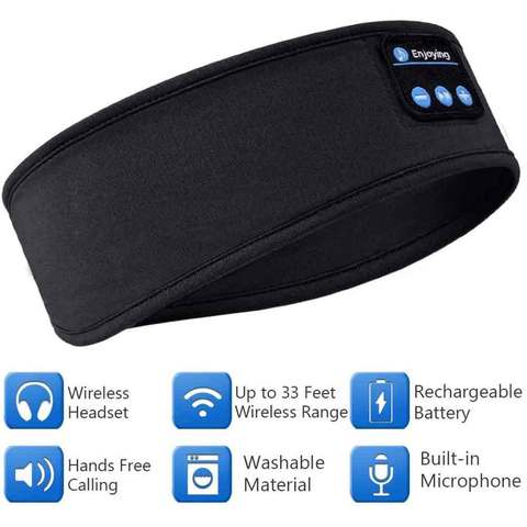 Auriculares Bluetooth inalámbricos, diadema para dormir, gorro suave y cálido para deportes, gorro inteligente, altavoz estéreo con micrófono para bufanda ► Foto 1/6