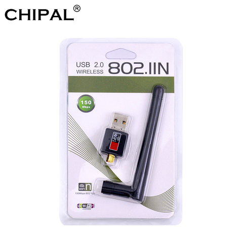 CHIPAL 150Mbps External Wireless Network Card 150M Mini USB WiFi Adapter Antenna LAN Ethernet Wi-Fi Receiver Dongle 802.11n/g/b ► Foto 1/6