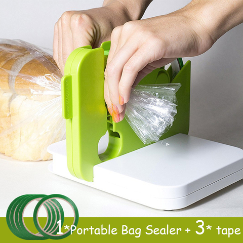 Sellador de bolsas portátil, DISPOSITIVO DE SELLADO, ahorro de alimentos, sealag, utensilios de cocina, herramientas para sellar en cualquier lugar con cinta ► Foto 1/6