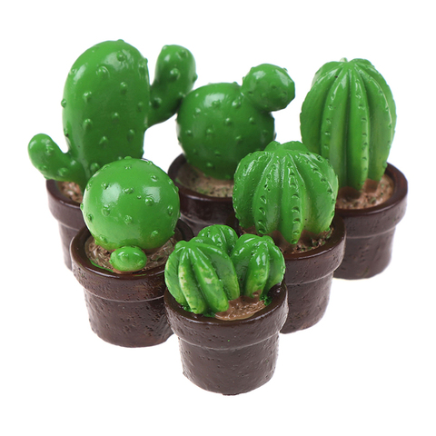 Conjunto de 5 unidades, figuras en miniatura de Cactus carnoso Artificial realista, figuras en miniatura DIY en maceta jardín, decoración del hogar, Micro paisaje decorativo ► Foto 1/6