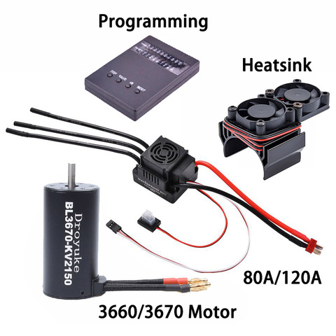 Motor sin escobillas para coche de control remoto, Conjunto Combinado ESC sin escobillas para coche de control remoto 3660 2600KV/3300KV/3800KV y 3670 1900KV/2150KV/2650KV 80A/120A, 1/8 ► Foto 1/6