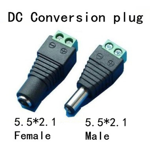 Conector hembra o macho de CC, adaptador de toma de corriente de 2,1x5,5mm, Conector de Cable para tira de luces led CCTV, 3528/5050/5730, 1 Uds. ► Foto 1/3