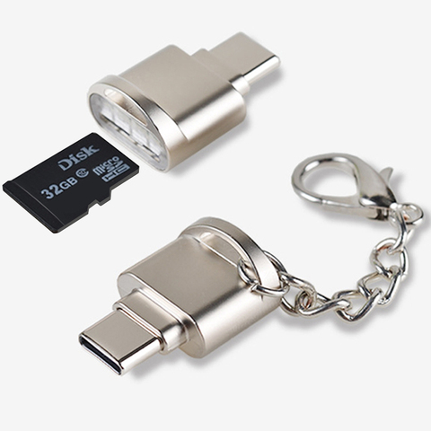 Adaptador USB 3,1 a tipo C portátil, microconvertidor OTG con lector de tarjetas de memoria TF SD para samsung y xiaomi ► Foto 1/6