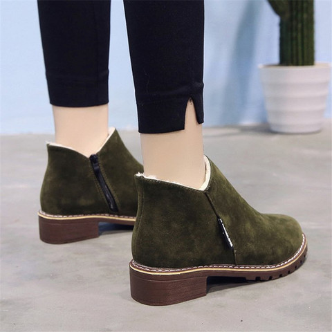 Nuevas botas de moda para mujer, botas de otoño invierno aterciopeladas, clásicas con cremallera, botas para nieve, botas de invierno de ante cálido, zapatos Retro de felpa para mujer ► Foto 1/6