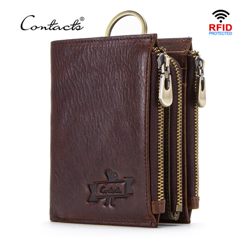 CONTACT'S 100% de los hombres de cuero de vaca cartera hombre portmane corto cuzdan hombre tarjeta moneda cartera estilo clutch para mujer hombre cartera ► Foto 1/1