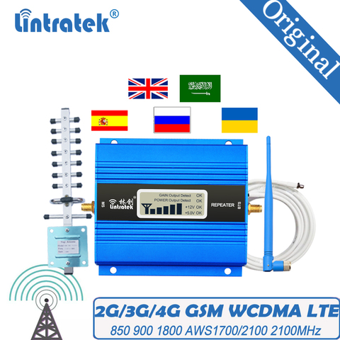 AMPLIFICADOR DE señal GSM LTE, repetidor de señal de alta ganancia, 2G, 3G, 4G, para el hogar, 900mhz, 1800mhz, 2100mhz, WCDMA, 65db ► Foto 1/6