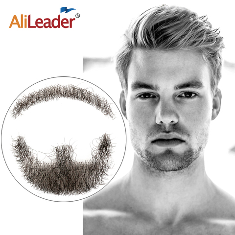 Alileader-Barba falsa hecha a mano para hombre, 100 de cabello Real, encaje suizo, cómodo, Invisible, Remy, bigote ► Foto 1/6