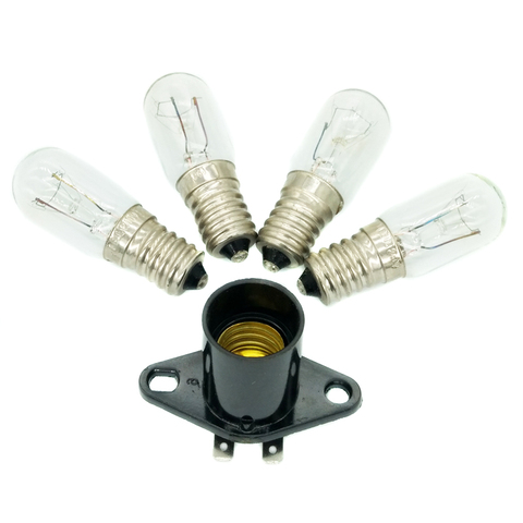 Portalámparas Led E14, adaptador de 220V, 15W, piezas para horno microondas, 4cm de ancho, pie curvado, soporte para lámpara resistente a altas temperaturas, 5 uds. ► Foto 1/6