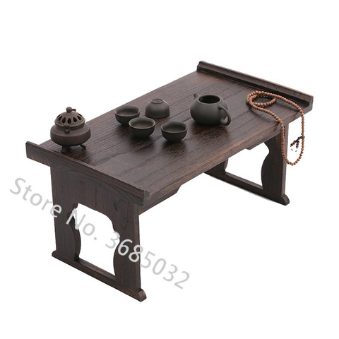 Mesa de té plegable de madera baja china para sala de estar, mesa lateral para té y café, té antiguo de Gongfu, mesa japonesa para ventana de Bahía ► Foto 1/6