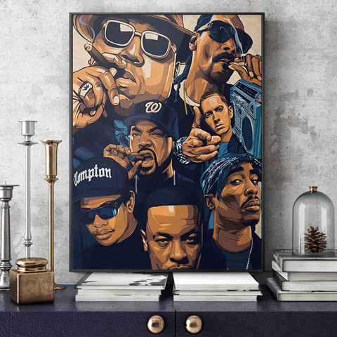 Póster e impresiones de música para decoración de la habitación del hogar, pintura en lienzo sobre pared, arte de 2PAC, Hip Hop, West Coast, Tupac ► Foto 1/6