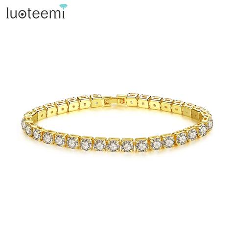 LUOTEEMI-pulsera de tenis AAA + CZ para Mujer, brazaletes para boda, joyería de compromiso, regalos para Mujer ► Foto 1/6