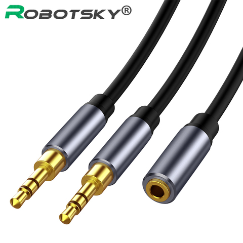 Cable divisor de Audio hembra a 2 Jack macho, adaptador de extensión de auricular auxiliar para auriculares, PC, altavoz, Notebook, 3,5mm ► Foto 1/6