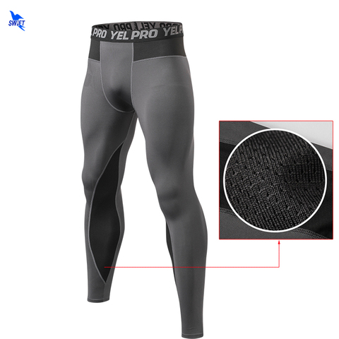 Pantalones de compresión para correr de secado rápido para hombre, mallas deportivas de retales de malla transpirable para Fitness, pantalones ajustados para gimnasio ► Foto 1/6