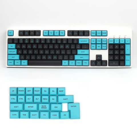 Juego de teclas DSA de doble disparo para teclado interruptores Cherry MX, color azul y negro, 129 teclas, esfera plana, tapas de teclas DSA de pulso, PBT ► Foto 1/6