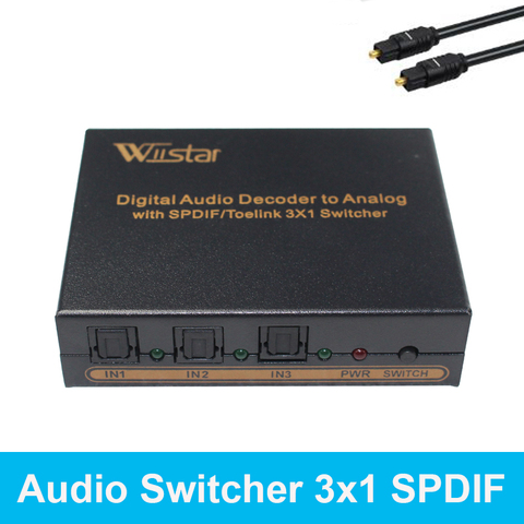 Wiistar-conmutador de Audio óptico SPDIF/TOSLINK 3x1, extensor divisor de interruptor Digital óptico HDMI con control remoto IR ► Foto 1/6