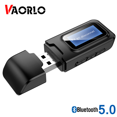 VAORLO-Bluetooth Transmisor receptor USB con pantalla LCD, 3,5 MM, AUX estéreo para PC, TV, auriculares de coche 2 en 1, adaptador inalámbrico 5,0 ► Foto 1/6