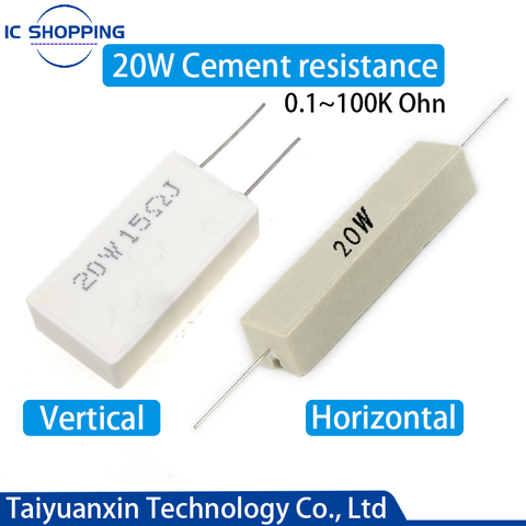 2 uds 20W cerámica de cemento resistencia a potencia 5%, 0,1-100K 0,33 1 0,5 2 2,2 3 3,3 4 5 8 10 30 33 50 100, 200, 300, 470, 680, 820 1K 50K Ohm ► Foto 1/5