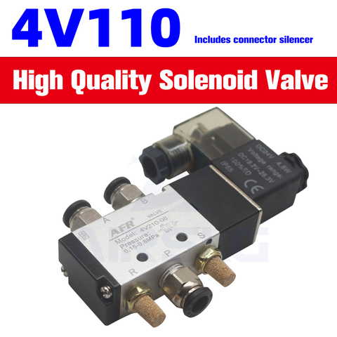 12V 24V 110V 220V 4V110-06 válvula de aire de una sola bobina 2 posiciones 5 vías válvula neumática válvula de solenoide de aire Válvula de imán de válvula eléctrica ► Foto 1/6