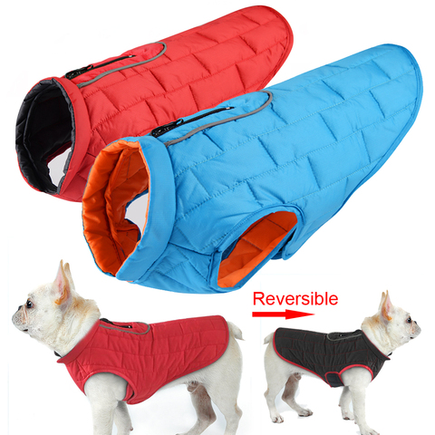 2022 perro ropa impermeable invierno perro abrigo chaqueta Reversible ropa para perros pequeños mediano grande francés Bulldog Chihuahua Pug ► Foto 1/6