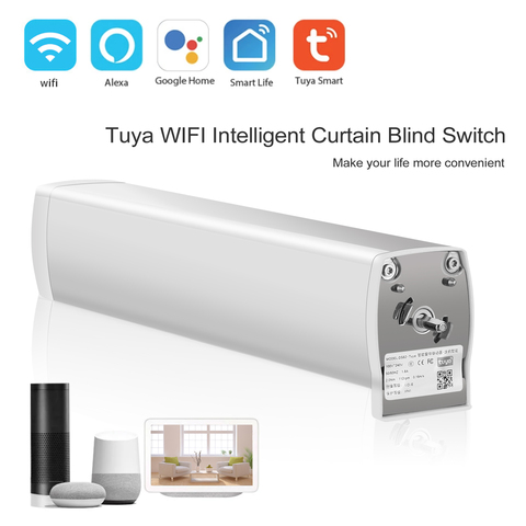 Tuya WIFI inteligente cortina Motor Ultra silencioso eléctrico inalámbrico remoto Control por voz de herramientas de Control para Alexa de Google ► Foto 1/6