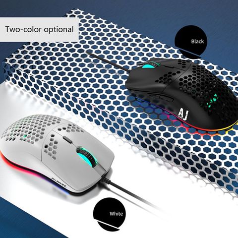 AJ390-ratón ligero con cable para videojuegos, Mouse con agujeros, 6 DPI, ajustable, 7 teclas, nuevo ► Foto 1/6