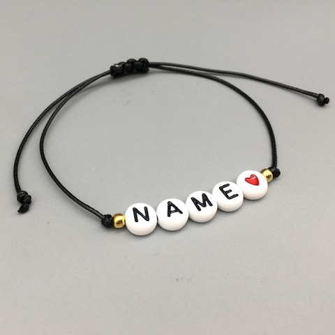 Pulsera con letras personalizadas para hombre y mujer, brazalete ajustable con nombre, joyería artesanal para GF BF, 2022 ► Foto 1/6