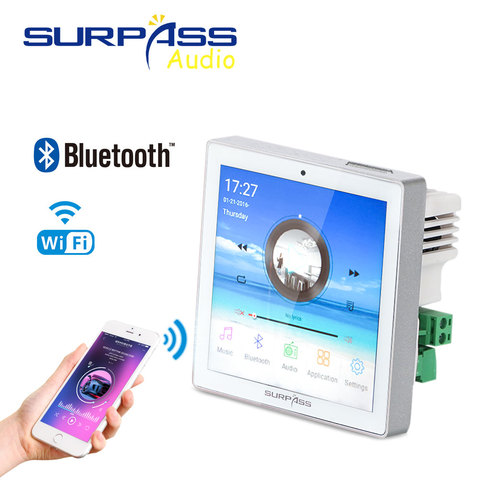 Inteligente de cine en casa cine audio por WiFi panel de pared amplificador mini 4 pulgadas pantalla táctil bluetooth inalámbrico de música del sistema USB/TF/FMradio ► Foto 1/6