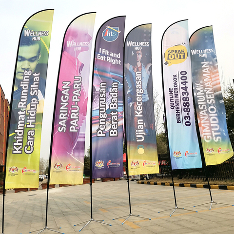 Asta de bandera de playa, banderines y banderines de lágrima con pluma, impresión personalizada, Club de publicidad, deporte al aire libre, promoción ► Foto 1/6