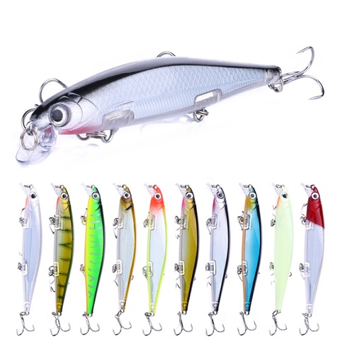 1pc Minnow Señuelos de Pesca 11cm 9cm flotante Wobblers Pesca Artificial cebo duro swimbait Crankbait bajo la carpa señuelos, aparejos de Pesca ► Foto 1/6