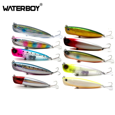 WATERBOY-señuelo para pesca con lápiz, 18G/90mm, Ultra largo, fundido, de hundimiento lento, cebo estilo lápiz, producto de engranaje de pescado con gancho de color negro ► Foto 1/6