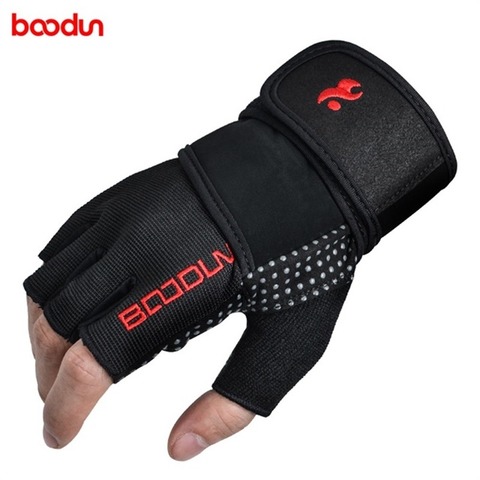 Boodun S M L guantes de gimnasio para mujeres, medio dedo, Fitness, guantes de levantamiento de pesas, entrenamiento, Crossfit, con soporte para muñeca ► Foto 1/6