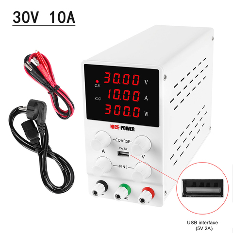 Fuente de alimentación ajustable para laboratorio, regulador de conmutación ajustable con pantalla LCD de 30V y 10A, fuente de alimentación CC de 110V y 220V ► Foto 1/6