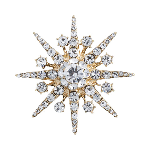 Broche de estrella de diamantes de imitación de alta gama para mujer, broche de cristal brillante con solapa de copo de nieve, broches de joyería a la moda, regalo de Navidad ► Foto 1/6