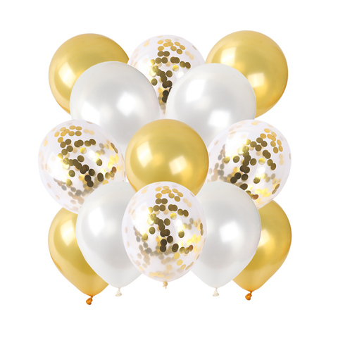 Globo de confeti de oro rosa de 12 pulgadas, 13 Uds., Globos de látex blancos, decoraciones para fiesta de cumpleaños, Globos para Baby Shower para niños, Anniversaire ► Foto 1/6