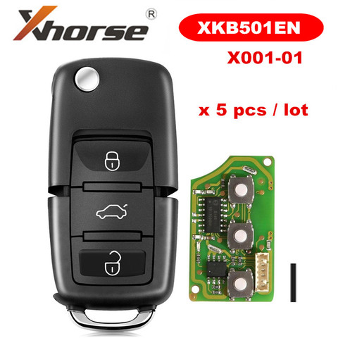 Xhorse XKB501EN para V-W B5 tipo 3 botones con cable X001-01 de llave remota Universal para llave VVDI Herramienta 5 unids/lote ► Foto 1/5