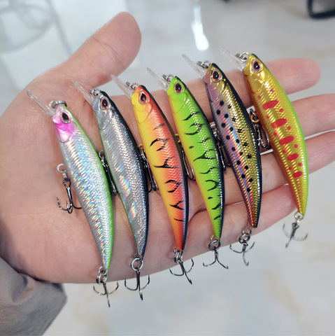 Minnow señuelos 80mm rápida hundimiento Minnow Wobbler profundo largo fundido Crankbaits señuelos de Jerkbait cebo Peche Pesca trolling atraer ► Foto 1/6