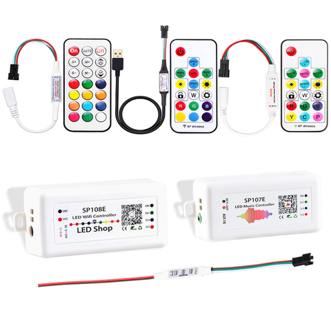 Controlador de música SP002 SP110 SP105E SP107E Bluetooth, controlador inalámbrico SP108E WiFi, 5V-24V para tira LED RGB WS2812B 2811 ► Foto 1/5