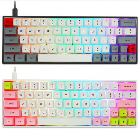 Interruptor cambiador gk64x gk64 kailh, interruptor silencioso en rojo y marrón, Teclado mecánico personalizado, rgb, led, tipo c, Barra espaciadora dividida ► Foto 1/6