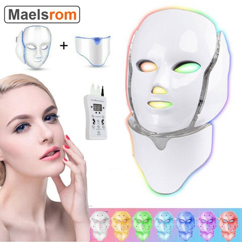 Máscara Facial eléctrica con luz Led, 7 colores, máquina de terapia de luz para el acné, cuello, luz Led para belleza, tratamiento de rejuvenecimiento de la piel ► Foto 1/6