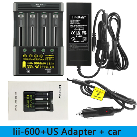 LiitoKala-cargador de batería de Lii-600, accesorio para Li-ion 3,7 V y NiMH 1,2 V, adecuado para adaptador 18650 26650 21700 26700 AA AAA12V5A ► Foto 1/6