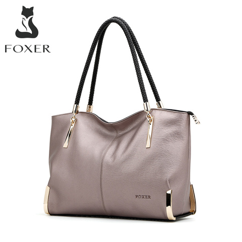 FOXER Marca, bolsos de mano de lujo, bolso de mano Vintage para mujer, bolsos de hombro para mujer, bolsos con asa superior, bolsos de mano de cuero de vaca para mujer,bolsos de marca de moda ► Foto 1/6