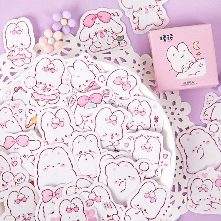 Pegatinas Kawaii de PVC para decoración de diario, adhesivos bonitos de  dibujos animados, Gato y oso