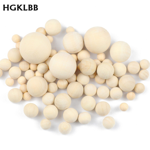 HGKLBB Natural bola espaciador redondo cuentas de madera respetuoso del medio ambiente de cuentas de madera para la fabricación de joyas pulsera hallazgos artesanías DIY No agujero ► Foto 1/6