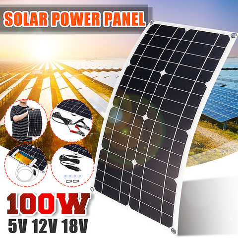 100W Panel Solar USB 5V DC 12V con controlador 10/20/30A células solares flexibles para cargador de batería de yate de coche impermeable ► Foto 1/6